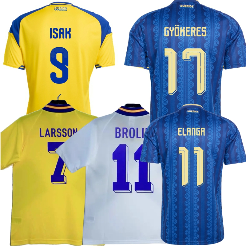 Retro 1994 95 2026 2027 Sweden soccer jerseys GYOKERES SVENSSON ISAK BERGVALL HIEN ELANGA BARDGHJI NYGREN LARSSON DAHLIN BROLIN National football MEN KIDS shirts