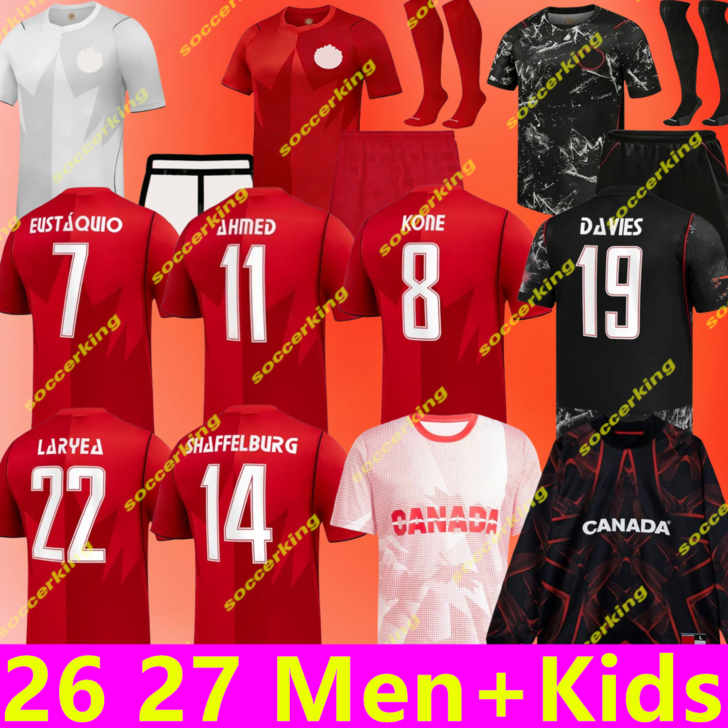 Canada soccer jerseys 2026 World Cup Home 26 27 football shirt men kids DAVIES DAVID EUSTAQUIO AHMED LARIN KONE BUCHANAN LARYEA 2026 2027 jerseys kits sets third black