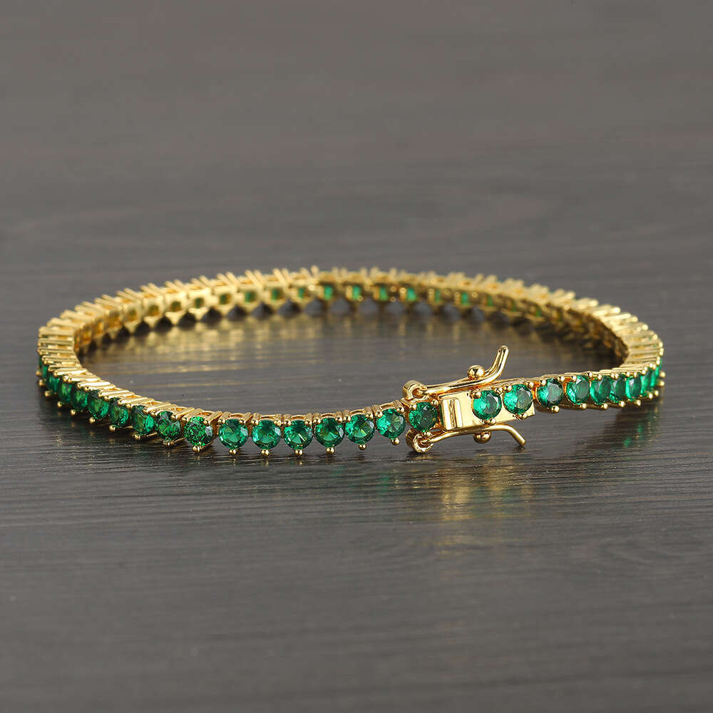 3mm 3-prong emerald tennis bracelet Jewelry jewelry Silver inlaid with Moissanite new green Moissanite bracelet - view 3