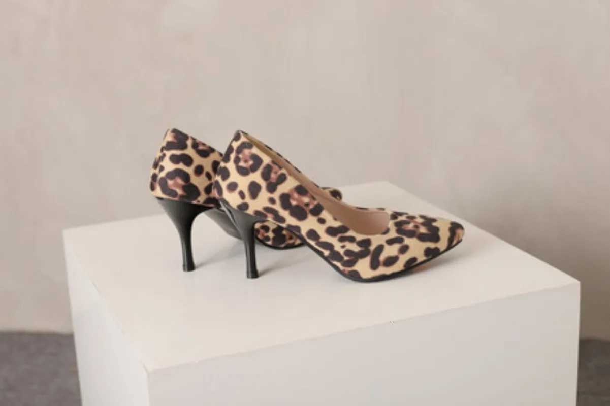 Ladies Pointed Toe Singles Shoes 2025 Plus Size Spring Sexy Leopard Womens High Heels 8CM Elegant Office Pumps Shoes C260321