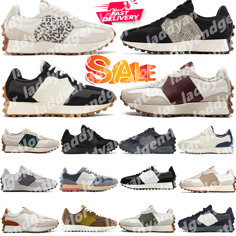 Unisex Designer Running 327 Sneakers White Black Pink Stone Grey Dark Navy Canvas Leather Outdoor Athletic Shoes