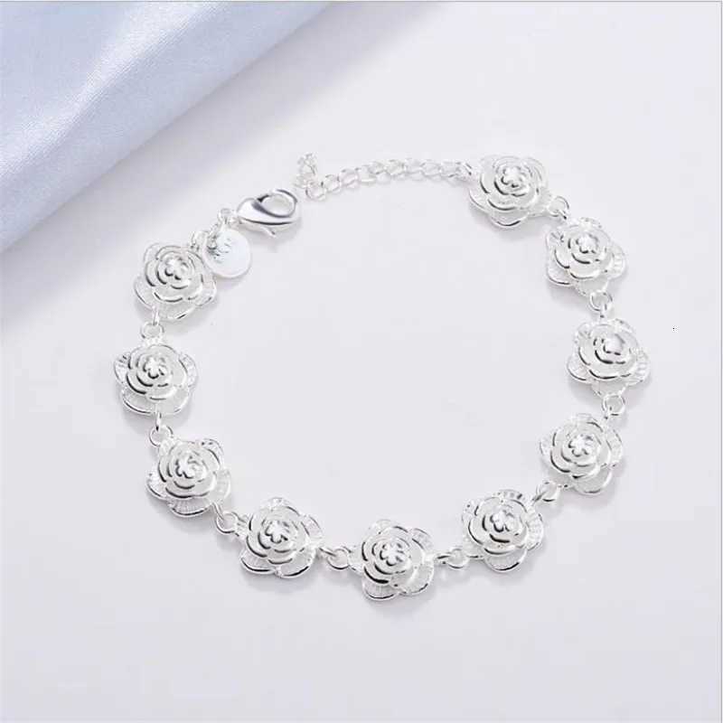 Charm 925 Sterling Silver Rose Flower Chain For Women Fashion Pretty Party wedding accessories gift fine luxury Jewelry H260321 - view 5