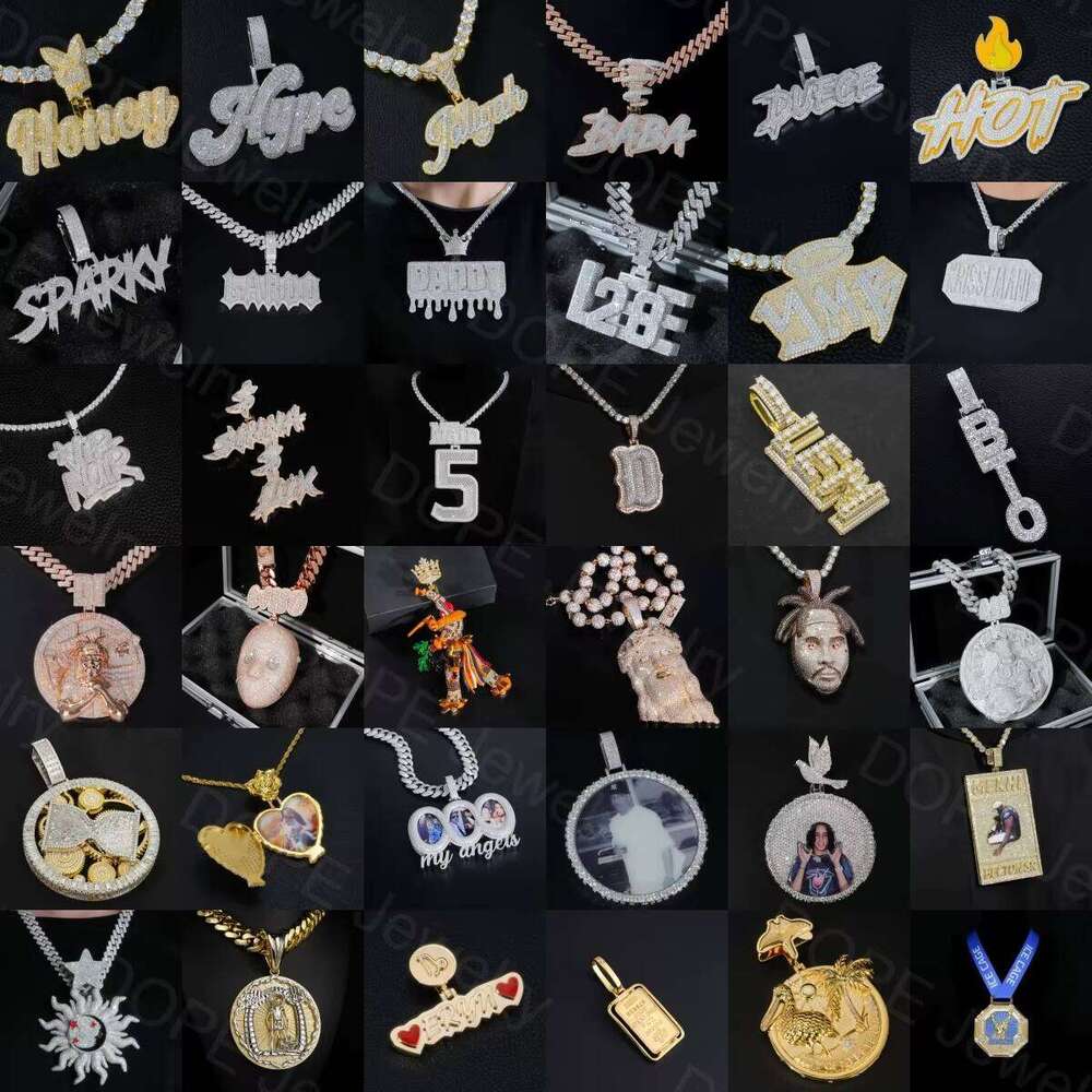 Hiphop VVS Letter Iced Out Hollow Spade Ace Charm 925 Silver Custom Moissanite Pendant