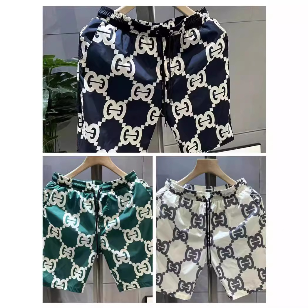 Summer lightweight sports for men, trendy and versatile, with popular internet celebrity prints, large G casual pants, quick-dry beach shorts