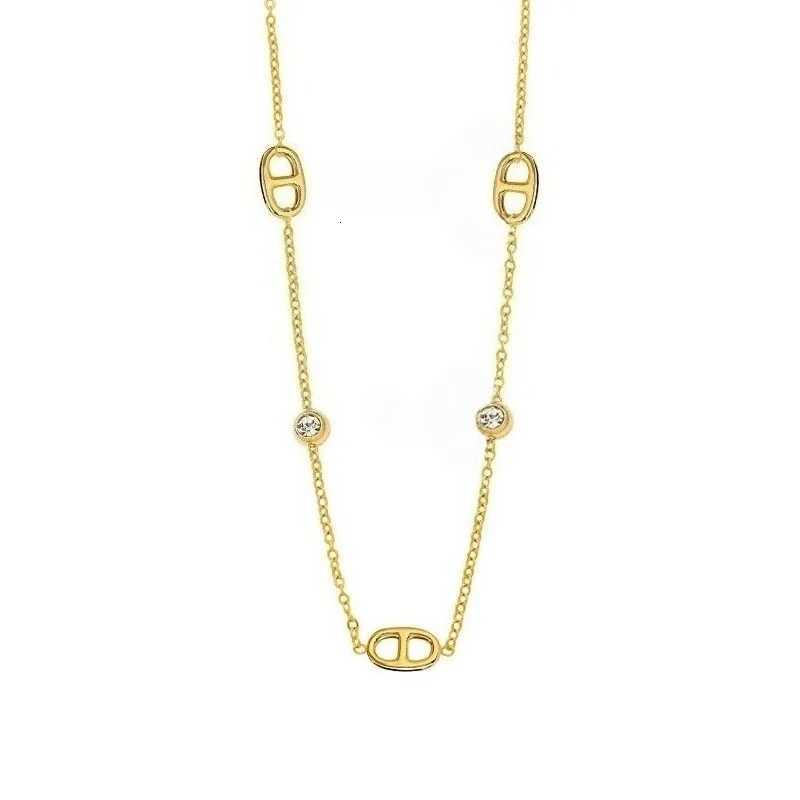 French-Style Minimalist White Diamond Pig-Nose Versatile Exquisite Simple Design Titanium Steel Womens High-End Collar Chain H260321 - view 6