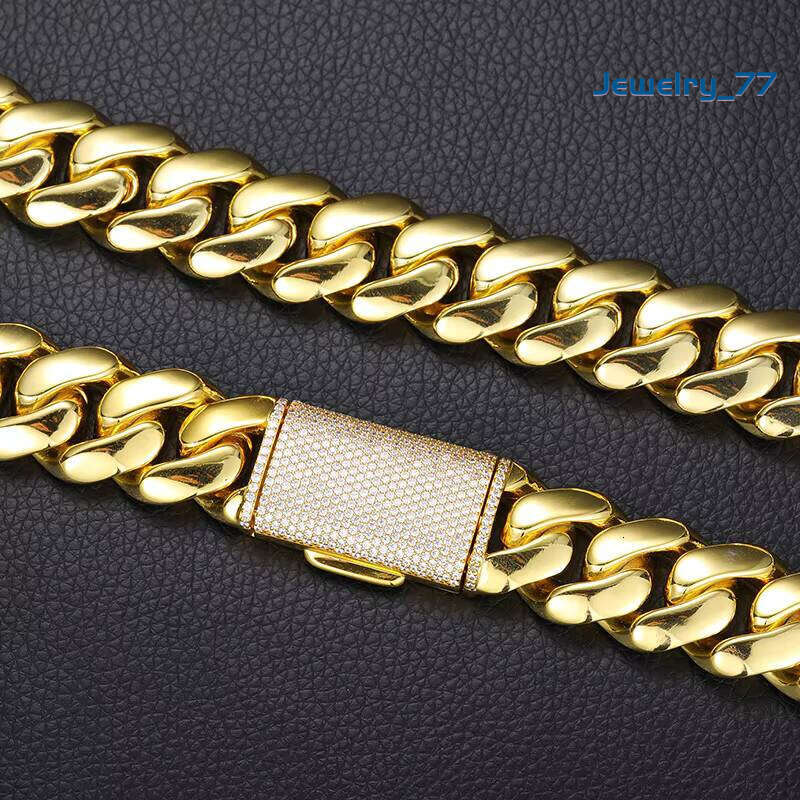 Custom 18K Wholesale Choker Link 24K Gold 20Mm Miami Cuban Chain Necklace Jewelry77