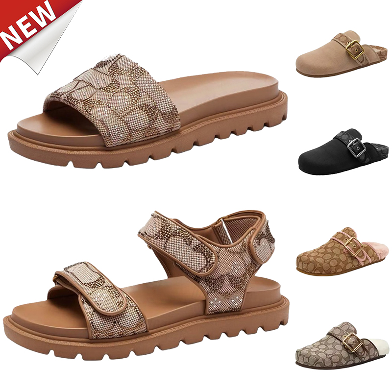 Designer Sandals Coacs Slippers Brynn Slide Sandals Luxury Womens Slides Sunmmer Beach Slide Fashion Ladies Brown Flip Flops Flat Casual Slides Women Scuffs Slides