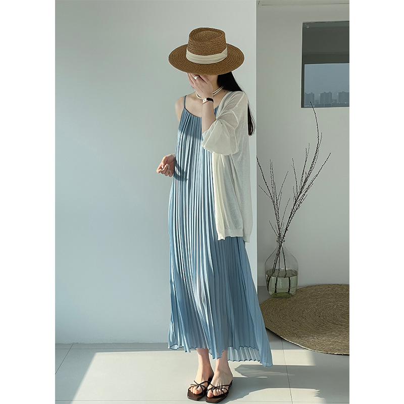End-of-year Special: French-style Camisole Dress For Women Pleated Designer Dress Dress Japanese And Korean Casual Long Dress