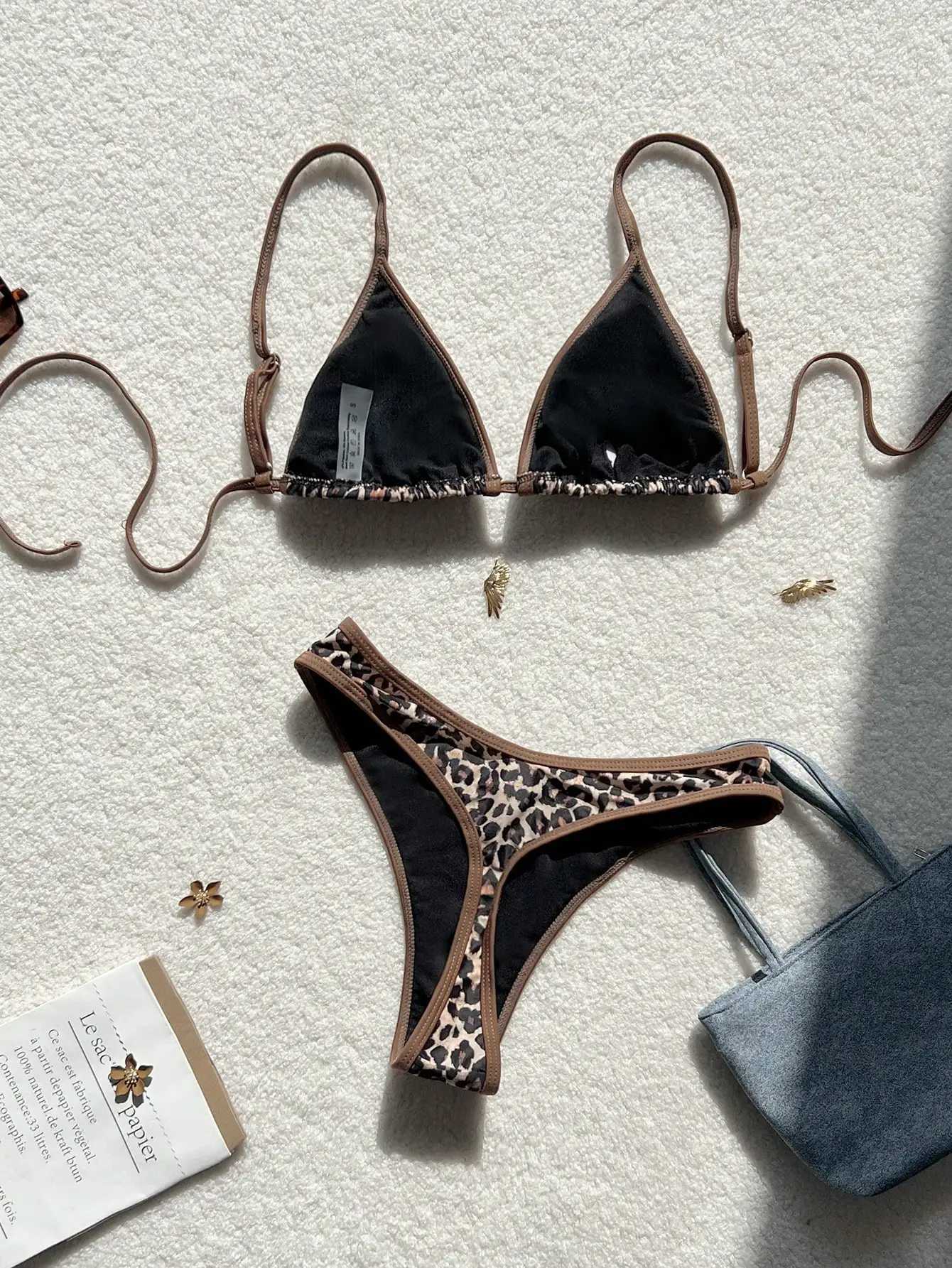 Summer leopard print sexy swimsuit bikini swimsuit set for beach vacation suitable for women M260321