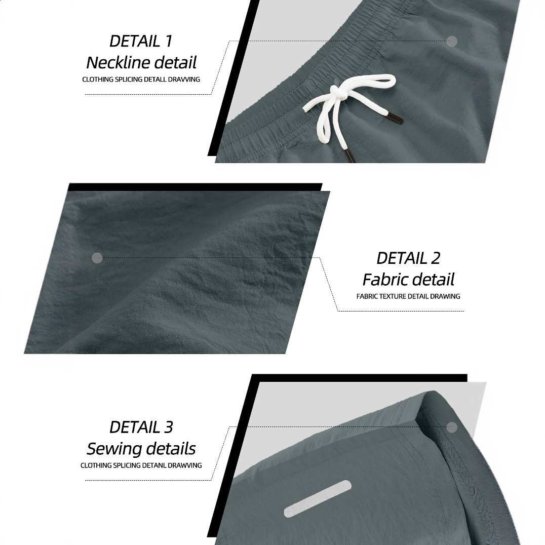 Mens Casual Sports Quick-Dry Short Woven Zipper Pocket Tactical Trendy Street Beach Shorts 260127