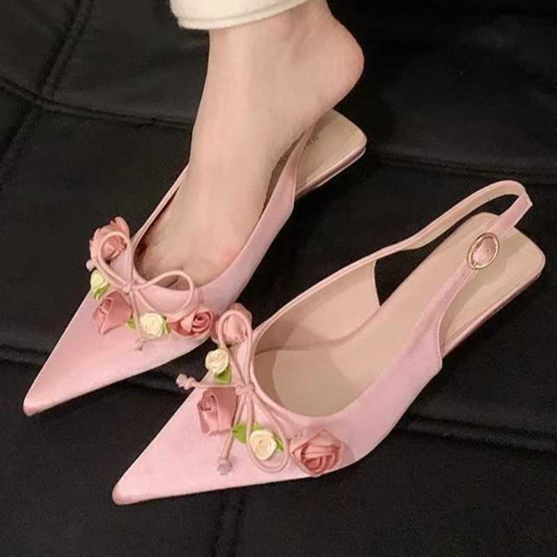 Summer Women High Heels Sexy Low Heels Female Sandals Fashion Flowers Party Shoes One Word Belt Women Shoes New Tacones De Mujer C260321
