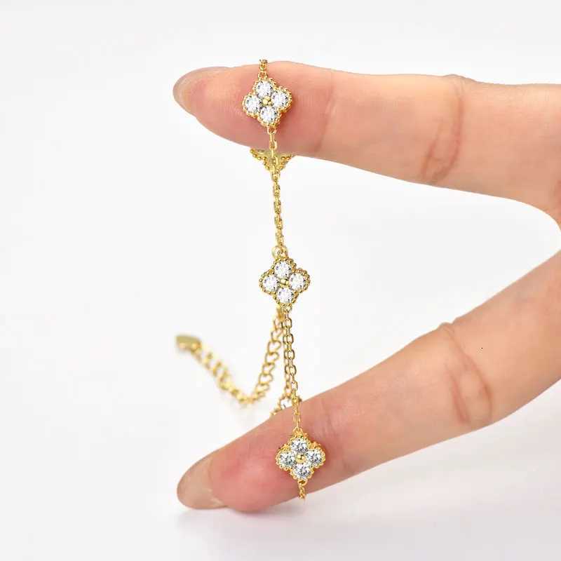Anizw 2025 New 925 Silver Flower Moissanite 3mm for Women 18k Gold Plated Fine Jewelry Certified Lab Diamond D-E H260321 - view 5