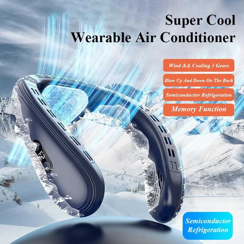 2024 New Neck Air Conditioner Portable Neck Fan Rechargeable Semiconductor Cooling Bladeless Fan Wearable Cooler multi purpose H260321