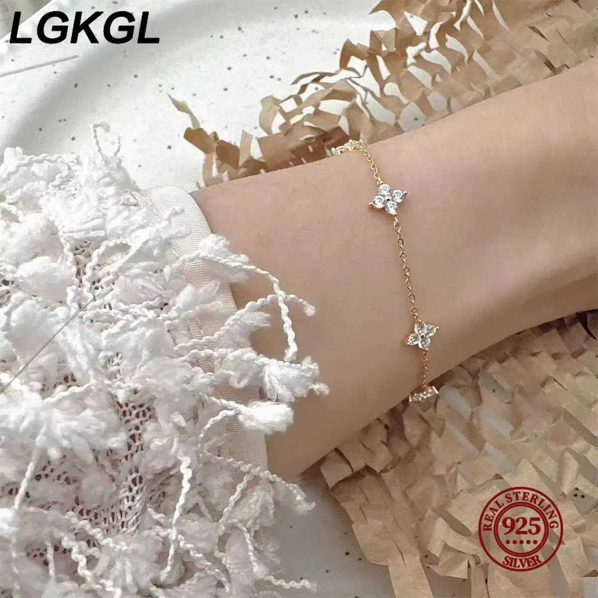 LGKGL 925 Sterling Silver Zircon Starry 18K Gold Womens Commuting Adjustable Chains Jewelry H260321 - view 5