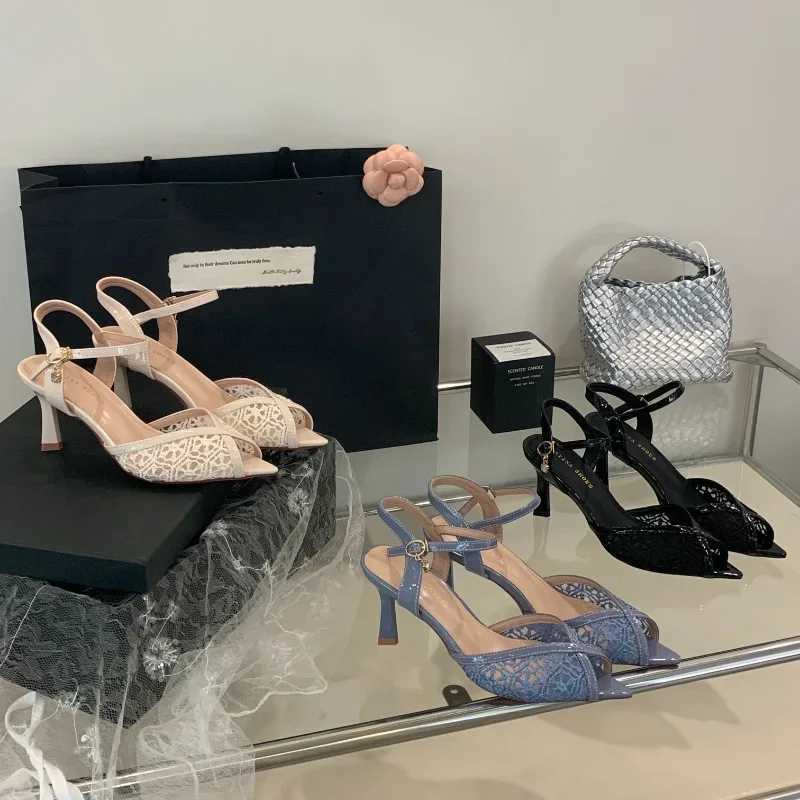 Summer Shoes Mesh Sandals Women with A Pointed and Stylish Style Slim Heels High Heels and Shallow Mouth Sandals At The Back C260321