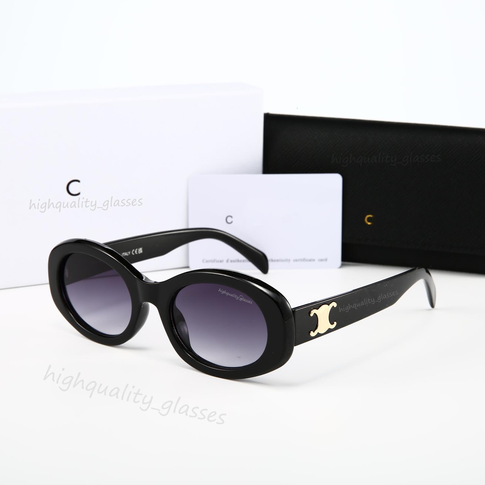 Design Beach Free Shipping With Box Designer UV400 Protection Nylon Lenses Acetate Frame Luxury Sunglasses Sunglasses Metal Oval Cat-Eye Glasses Travel