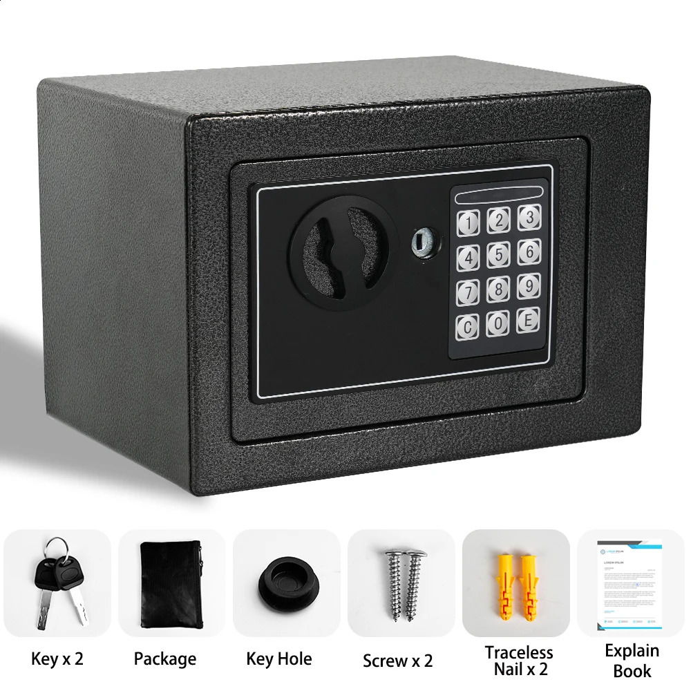 Ireproof Safes with Fireproof Money Bag Sensor Light Digital Keypad Home Safe Adjustable Shelf Security Safe 260321