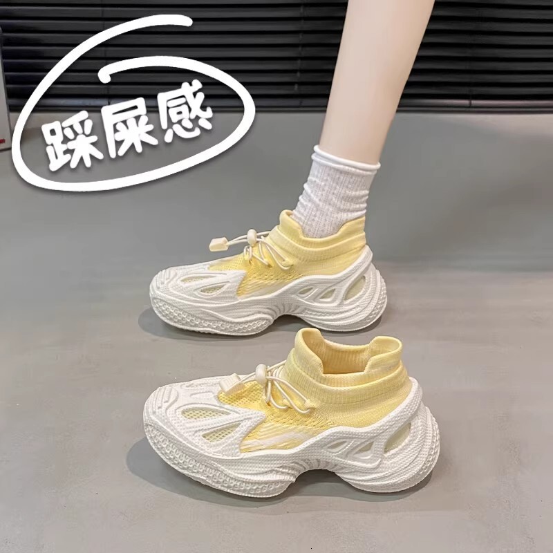 Rolnd Tiger 2026 Luxury Soft-soled Breathable Mesh Coconut Shoes For Women Autumn New Lightweight Versatile Casual Shoes, Thick-soled Sports Sock Shoe