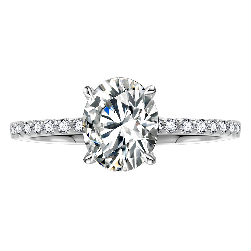 S925 Sterling Silver Egg-Shaped Pigeon Egg Women's European And American Live Moissanite Ring