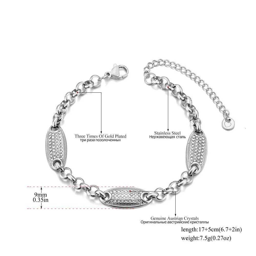 Lokaer Fashionable Stainless Steel Rhinestone Geometric Womens Simple Elegance Design Chain Waterproof Jewelry B25088 H260321 - view 4