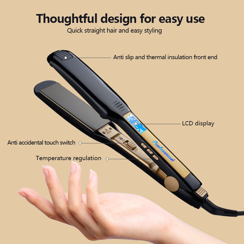Hair Straighteners KIPOZI Professional Hair Striaghtener Dual Volotag Instant Heating Flat Iron 2 In 1 Hair Curler LCD Digital Display 231025