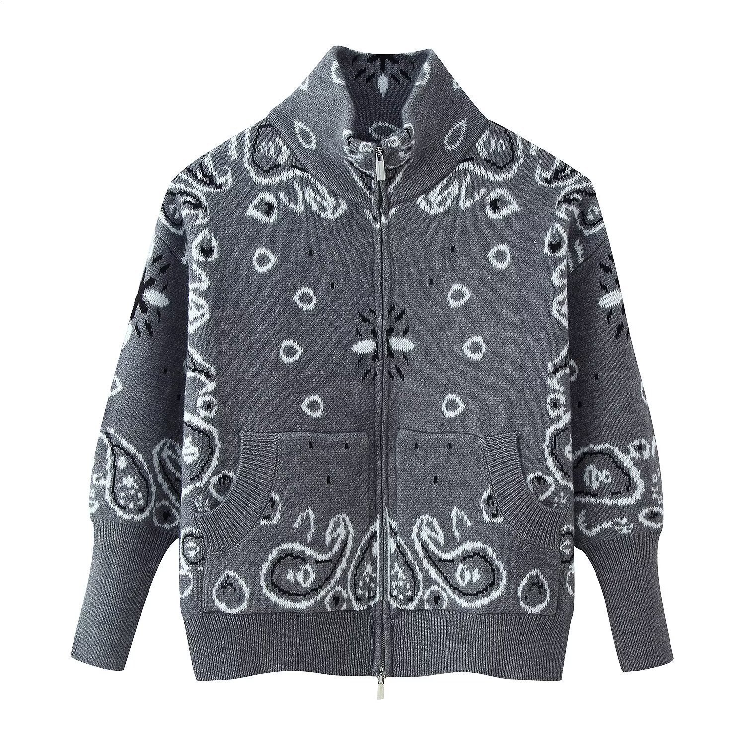2026 Spring Womens Fashion TriColor Zipper Decorated Long Sleeve Cardigan Sweater w017 007 251223 - view 4