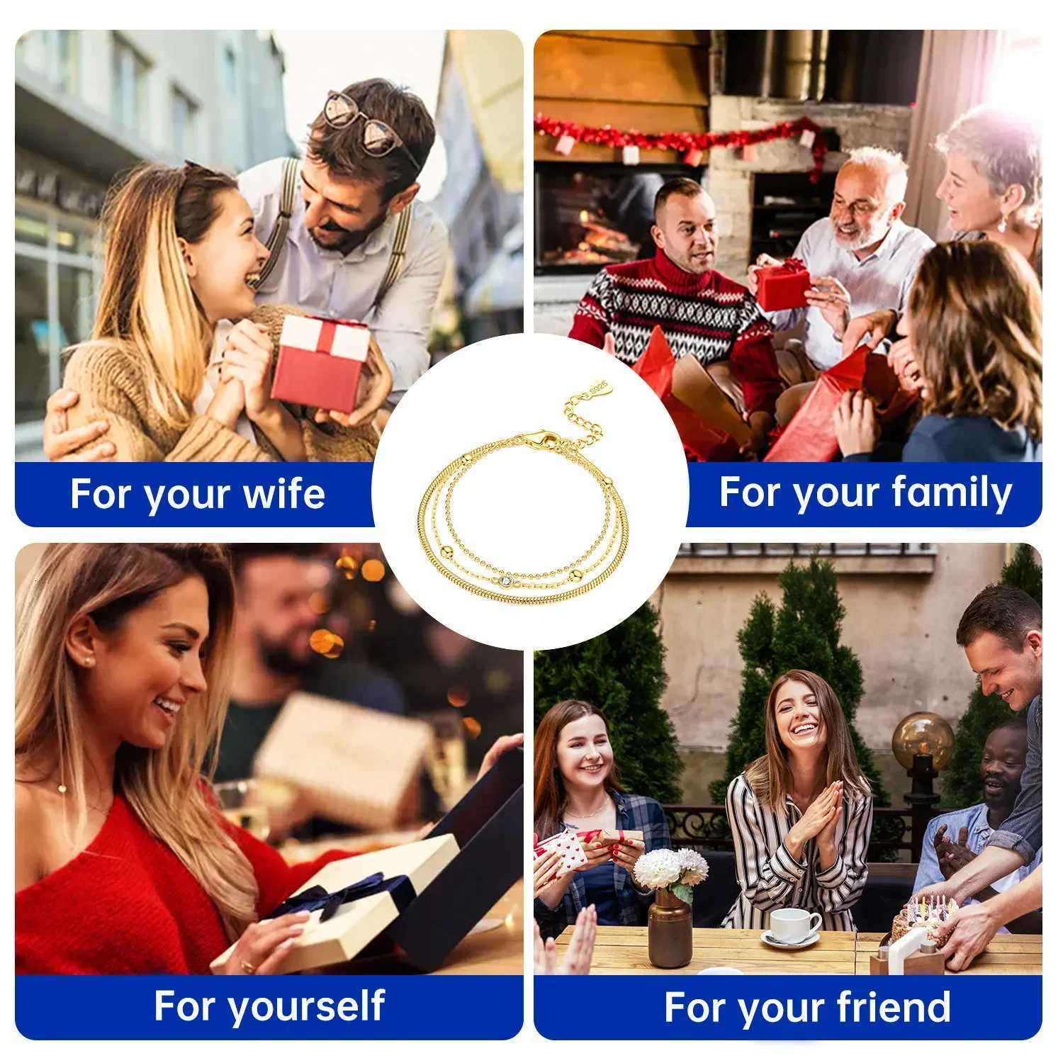 925 Silver Three-layer Golden Adjustable Chain Link Classic Joker Jewelry Birthday Gifts for Women H260321 - view 6