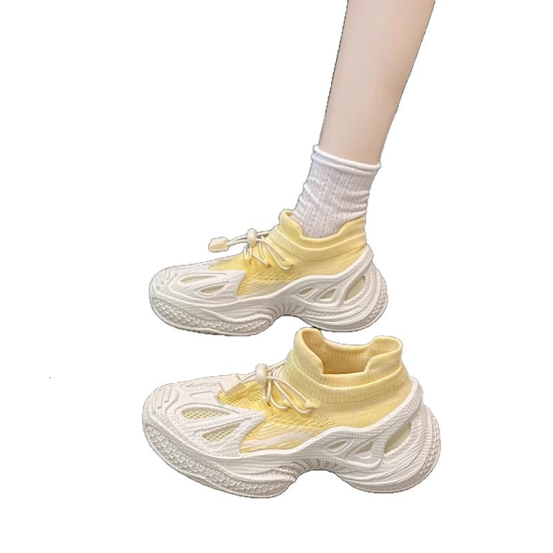 Rolnd Tiger 2026 Luxury Soft-soled Breathable Mesh Coconut Shoes For Women Autumn New Lightweight Versatile Casual Shoes, Thick-soled Sports Sock Shoe