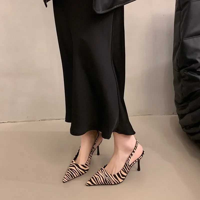 Leopard pointed high heels designer stiletto sandals 2025 womens fashion sexy and elegant party dress shoes large 42 C260321