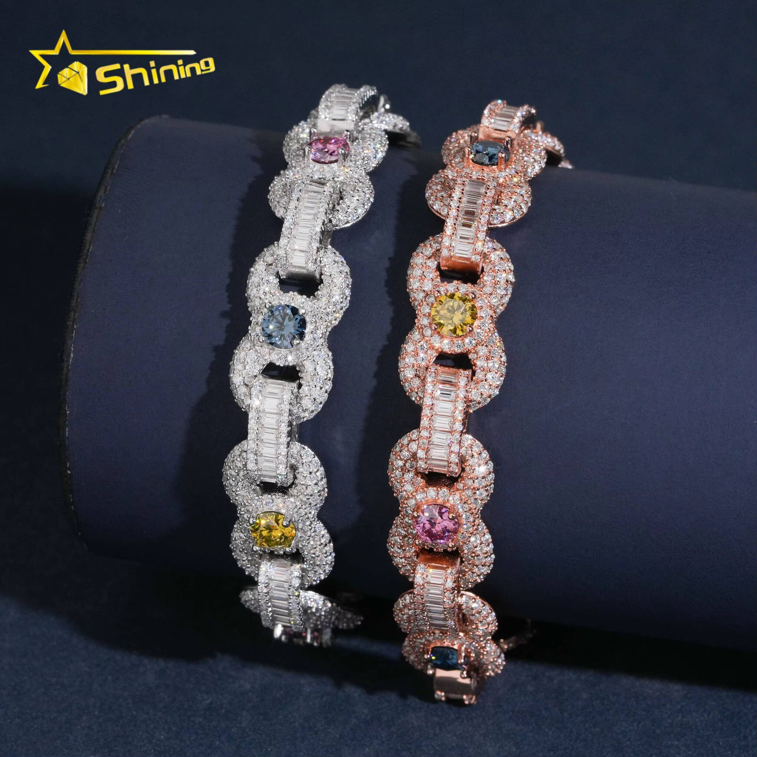Pass Diamond Test Moissanite Bracelet Cuban Rhodium Plated S925 Moissanite Sparking Iced Out Cuban Link Hip Hop Bracelet - view 5