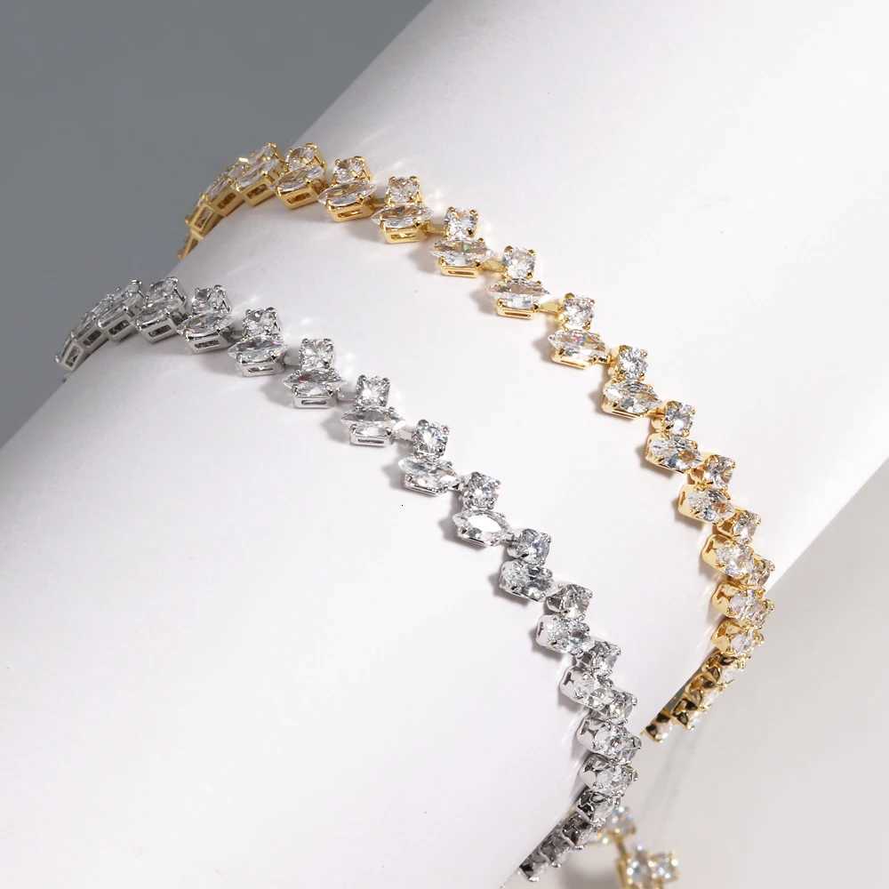 Womens Fashion Shiny Cubic Zirconia Rose Gold Color Leaf Tennis for Women Girls Wedding Party Jewelry Gifts H260321 - view 5