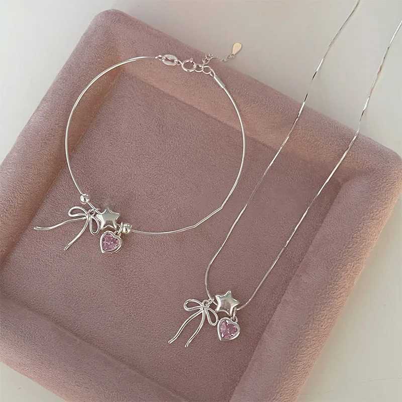 VENTFILLE 925 Sterling Silver Zircon Heart For Women Bowknot Stars Bead Snake Bone Chain Jewelry Gift Dropship H260321 - view 6