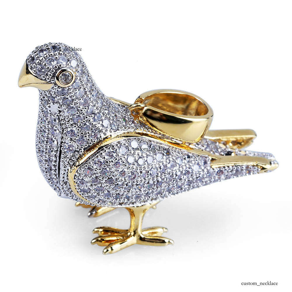 Popular Jewelry style personalized pigeon Hip Hop men's pendant jewelry micro-inlaid Moissanite two-tone trendy animal necklace