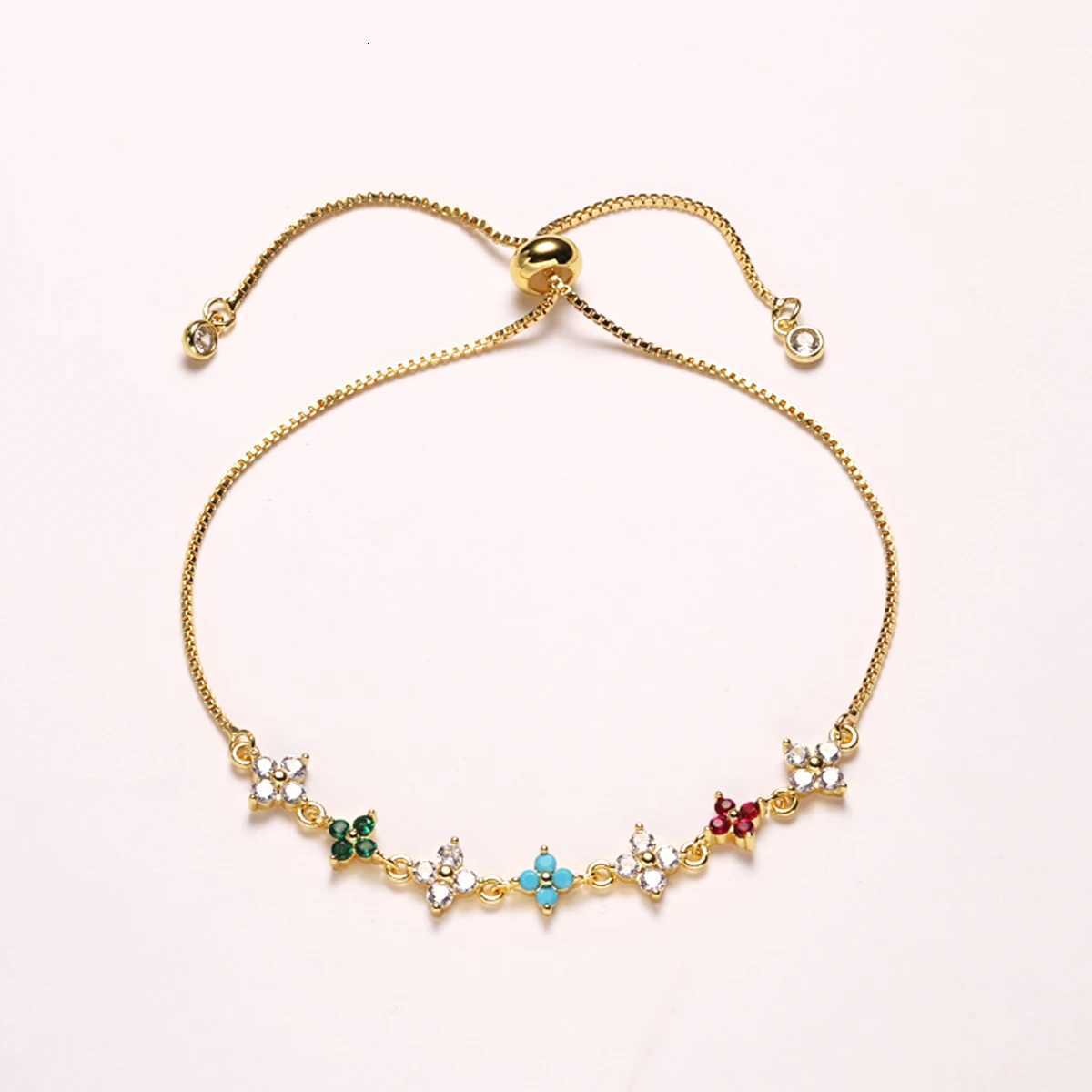 Colorful Flower Cubic Zirconia for Women Girls Luxury 18K Gold Plated Elegance Jewelry Gifts H260321 - view 3