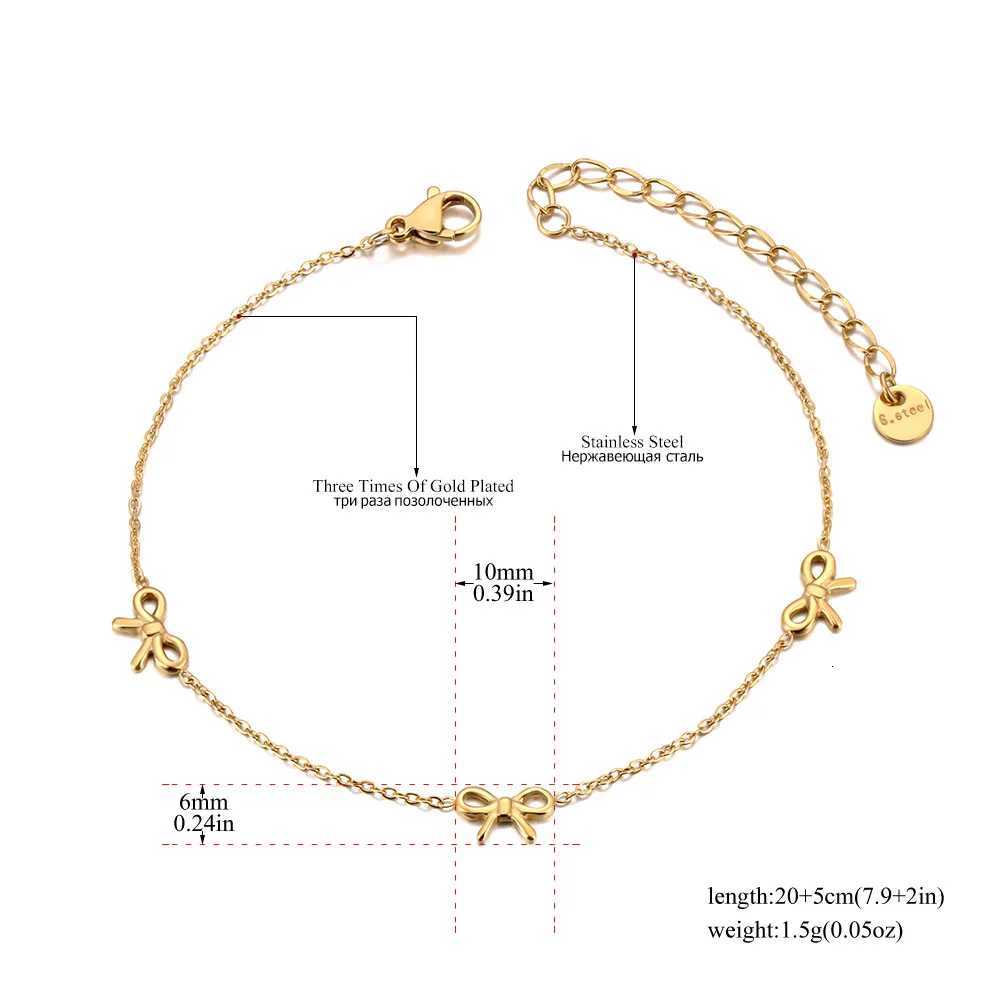 Lokaer 18K Gold Plated Stainless Steel Bowknot Charm Anklets For Women Trendy Bohemia Beach Party Chain Anklet Jewelry A24020 H260321 - view 3
