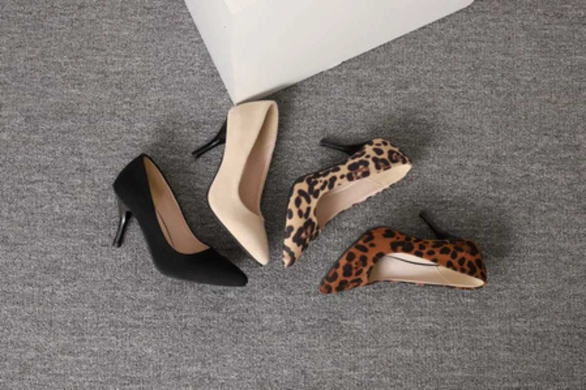Ladies Pointed Toe Singles Shoes 2025 Plus Size Spring Sexy Leopard Womens High Heels 8CM Elegant Office Pumps Shoes C260321