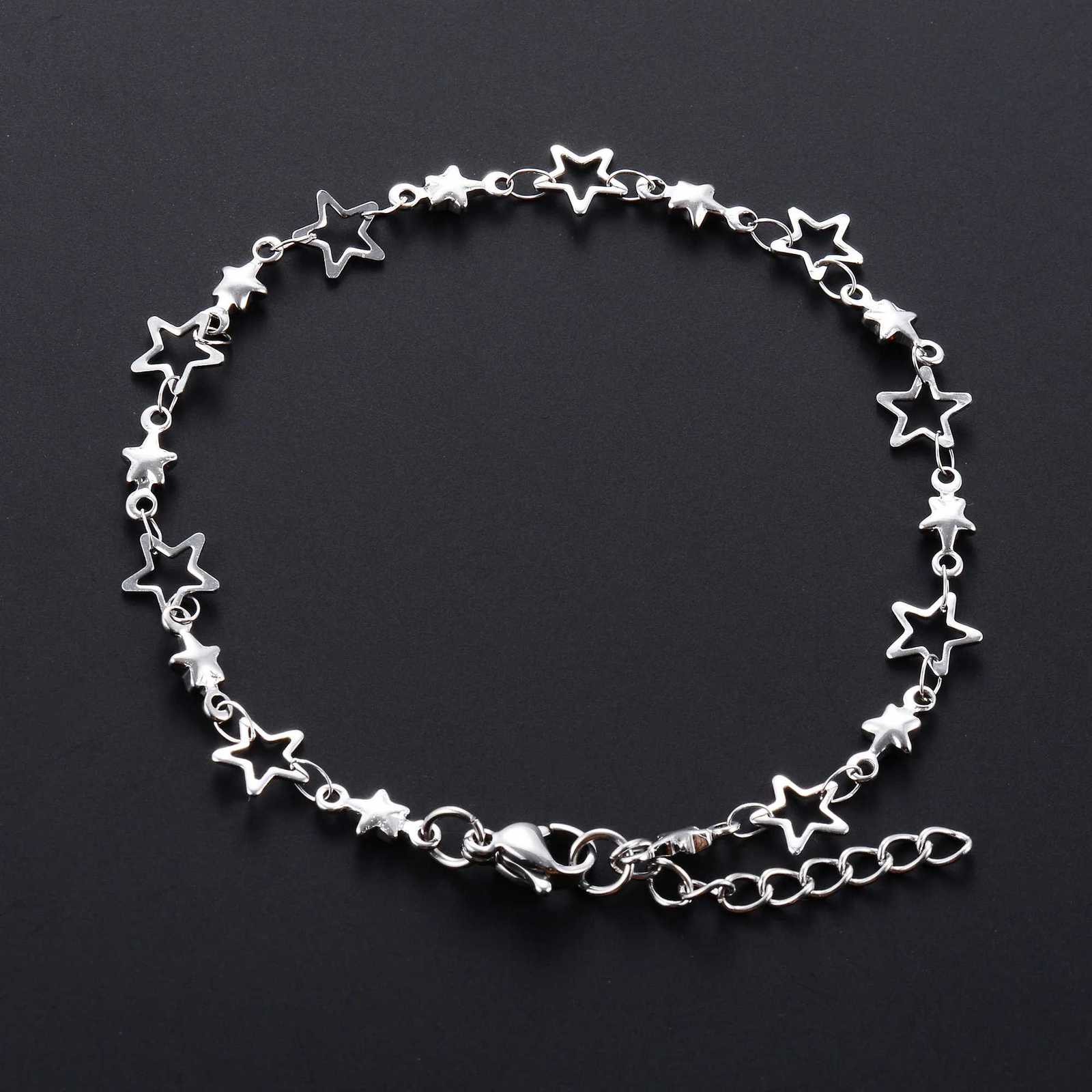 Cute Stainless Steel Link Star Chain for Women Hand Chain Wristband Silver and Gold Color Anklet Metal Jewelry Gift H260321 - view 3