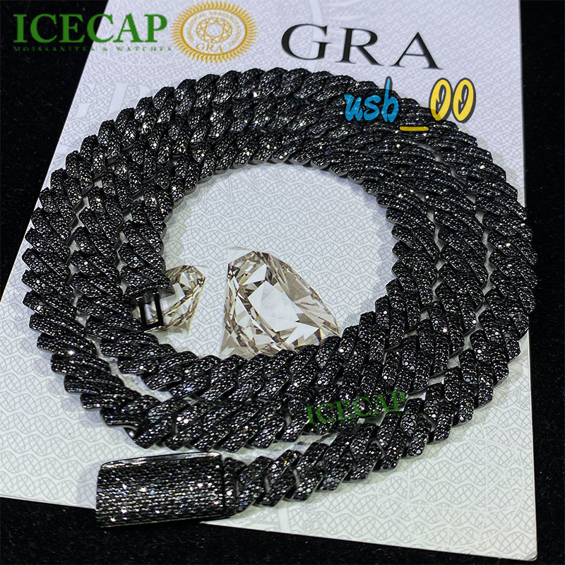 Mossanite Diamond Cuban Link Black Moissanite Jewelry Cuban Link Chain Bracelet Chain Moissanite Cuban Link