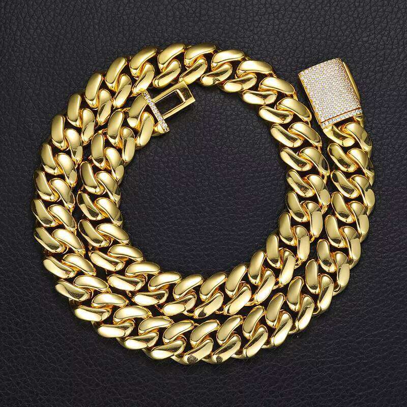 Custom 18K Wholesale Choker Link 24K Gold 20Mm Miami Cuban Chain Necklace Jewelry77