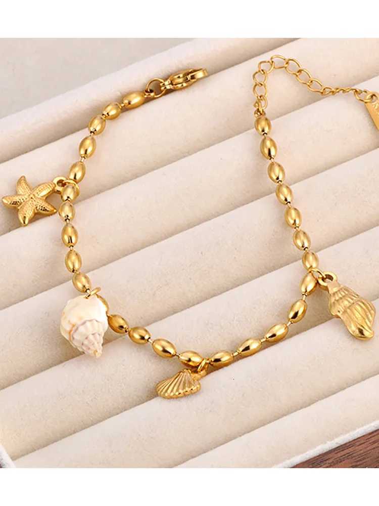 Lokaer Trendy Shell Starfish Pearl Charm for Women 18K Gold Plated Stainless Steel Daily Jewelry Waterproof B24114 H260321 - view 6