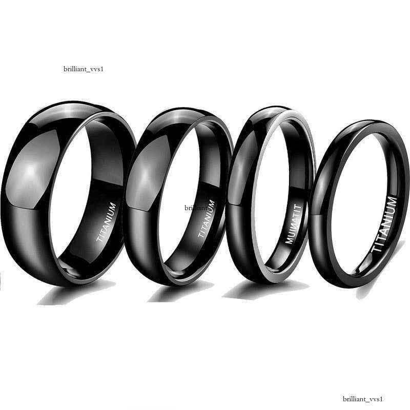 Anello In Titanio 2/4/6/8 Mm Nero Bordo Dritto Parte Superiore Rotonda Superficie Liscia Unisex Popolare Sulle Piattaforme Di E-Commerce-image
