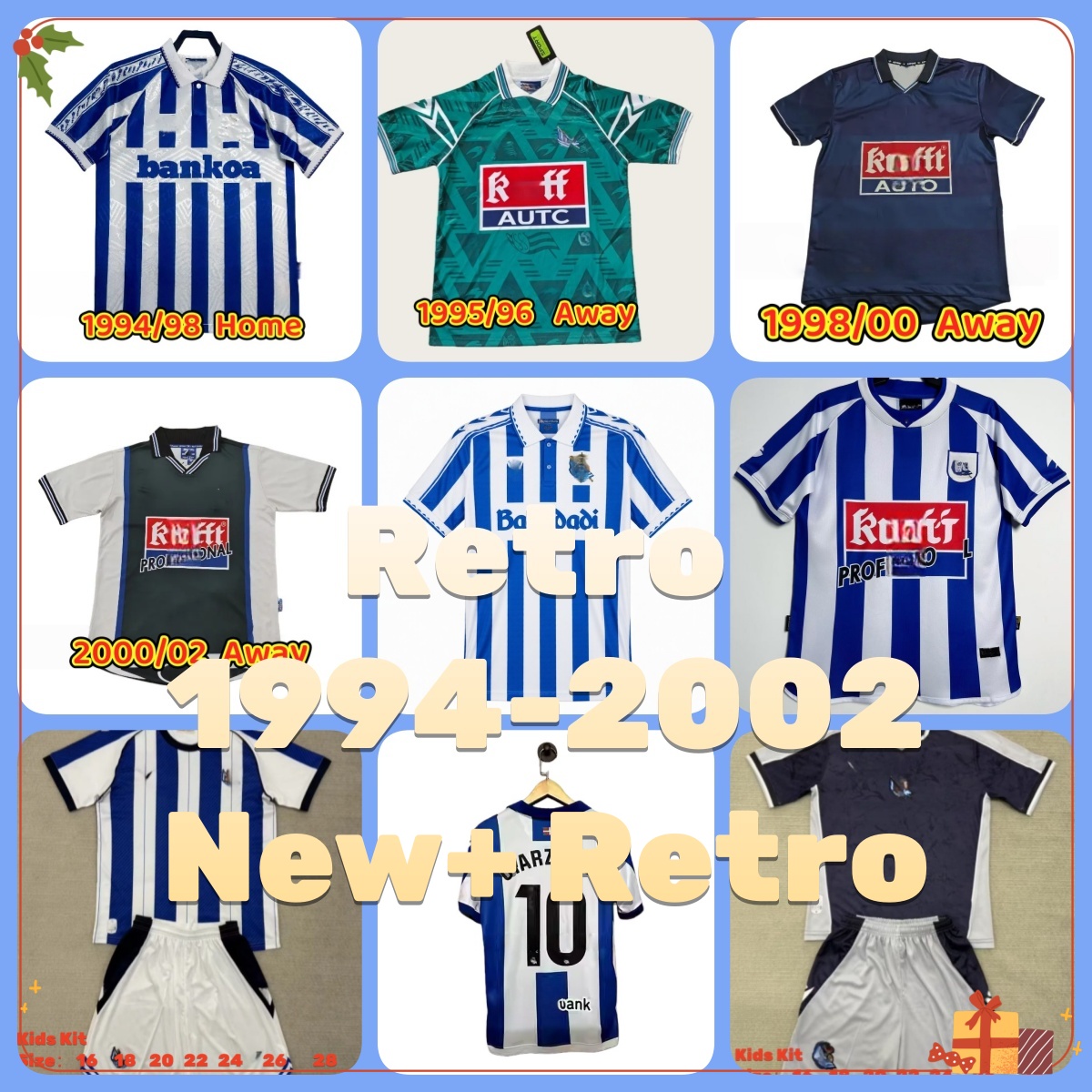 2026 Retro Matchday Jerseys 1994/03 reAl SoCIEdad retro jerseys 02 Xabi Alonso Nihat KOVACEVIC DE PEDRO 94 95 vintage football shirt &25/26 football shirt kids kit