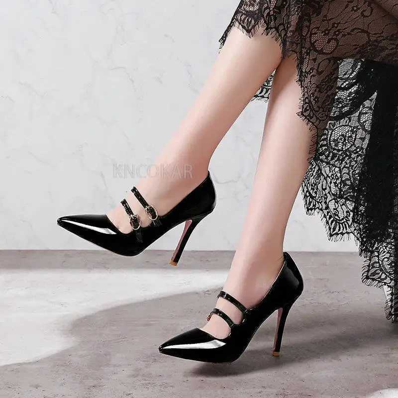2025 Womens Shoes New patent leather pointed high-heeled shoes Size 34-46 belt Caligae shoes C260321