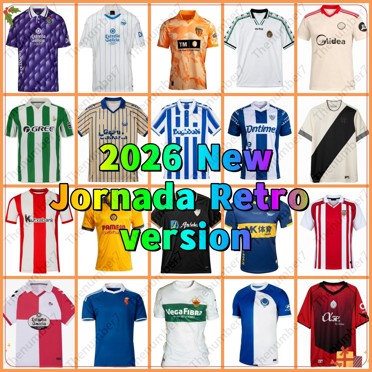 2026 Espana La Liga Retro Jersey Betis Deportivo La Coruna Jersey Real Valladolid Sociedad Bilbao Valencia Las palma Zaragoza Jornada Retro Carnival football shirt
