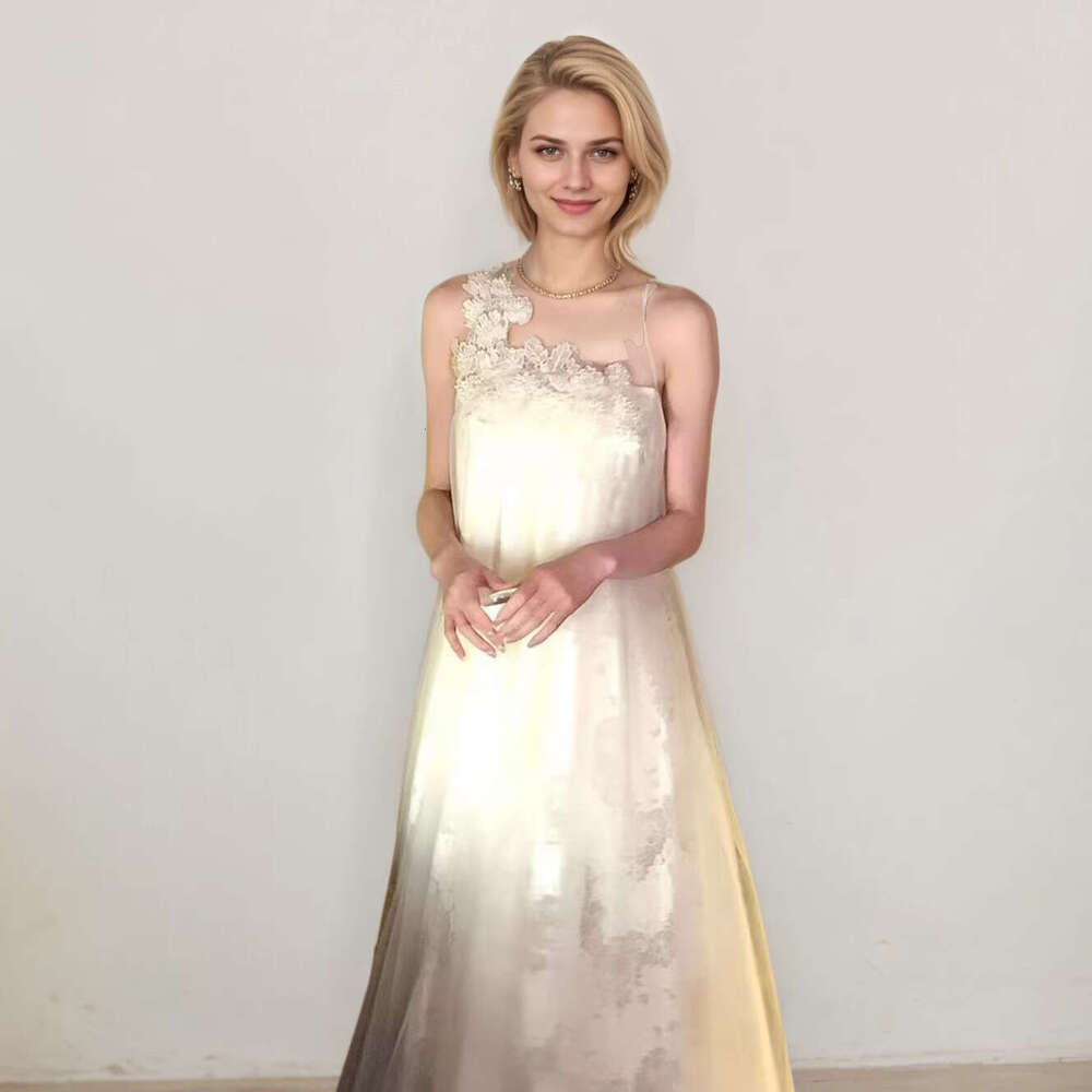 Designer's new k30 women's lace patchwork dress, lightweight and luxurious mesh sleeveless dress