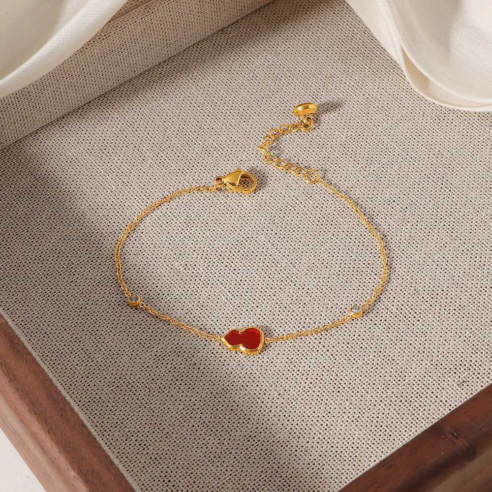 Gold Plated Stainless Steel Waterproof Non-fading Niche Design Small Red Gourd Charm Fashion Jewelry Gifts For Women H260321 - view 5