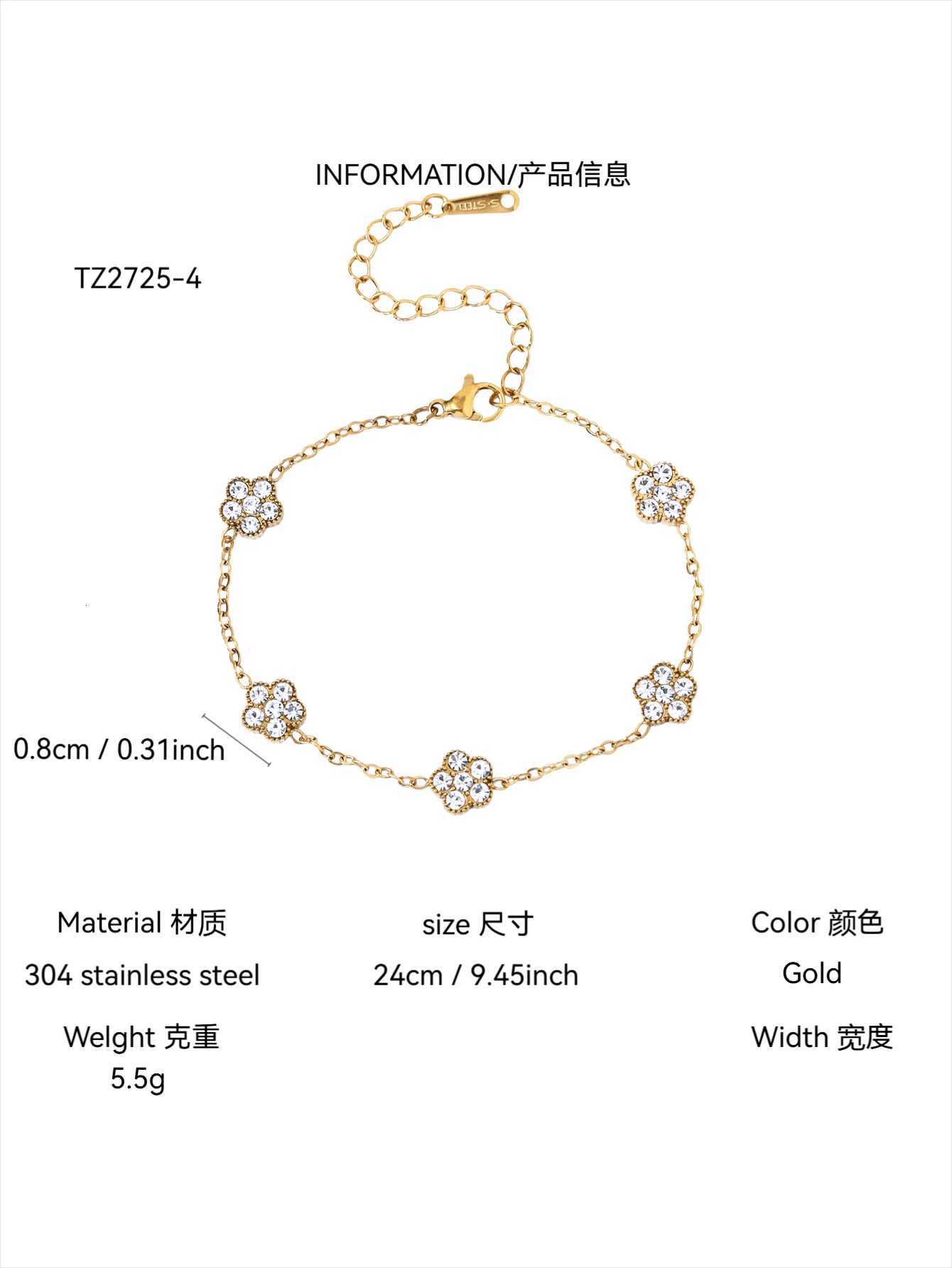 Temperament Delicate Sweet Romantic Stainless Steel 18K Gold-Plated Dopamine Colorful Diamonds Small Flower Female H260321 - view 7