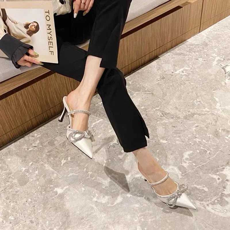 Imitation Sandals and Butterfly Knot for Women High Heels Narrow Slippers Party Bombs Wedding Shoes Summer Fashion C260321