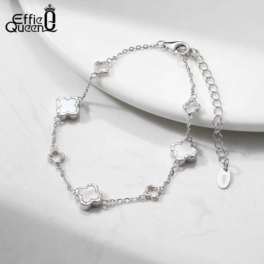 EFFIE QUEEN Chic 925 Sterling Silver White Shell Lucky Symbol Romantic Gift for Casual Wearing GMB68 H260321 - view 4