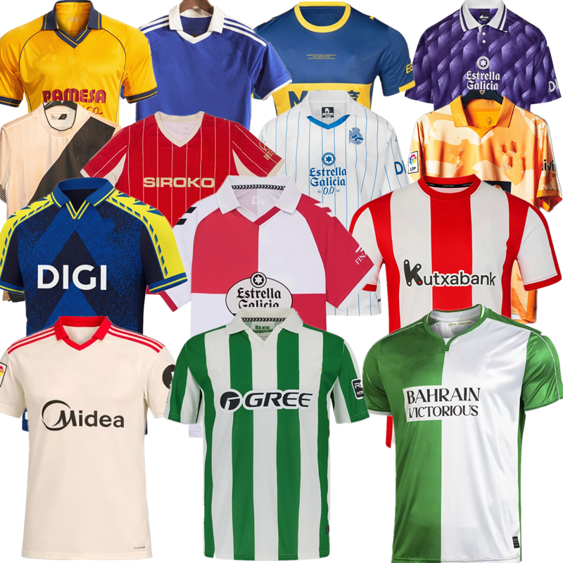 2026 La Liga Retro Race Week Retro Football Jerseys Real Betis Jersey, Sevilla Jersey, Sporting Gijon, Osasuna Oviedo Cadiz Cordoba T-shirts